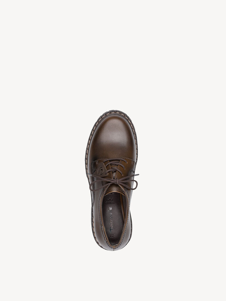 Tamaris Women's 1-23351-47 Leather Low Lace-Up Shoes Mocca Brown