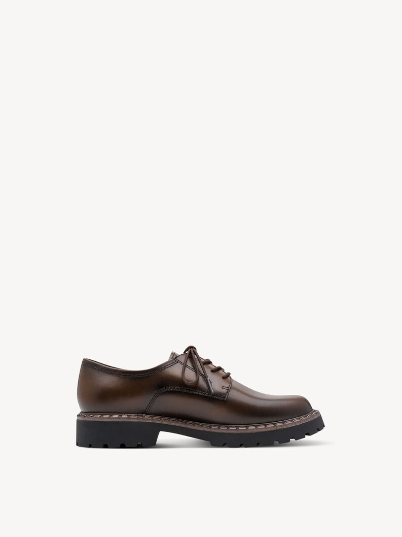 Tamaris Women's 1-23351-47 Leather Low Lace-Up Shoes Mocca Brown