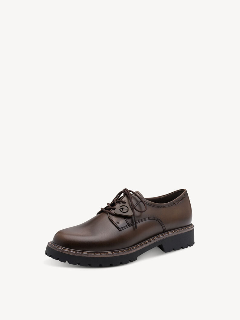 Tamaris Women's 1-23351-47 Leather Low Lace-Up Shoes Mocca Brown