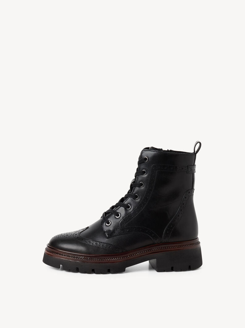 Tamaris Women's 1-25229-47 Leather Lace-Up Ankle Boots Black