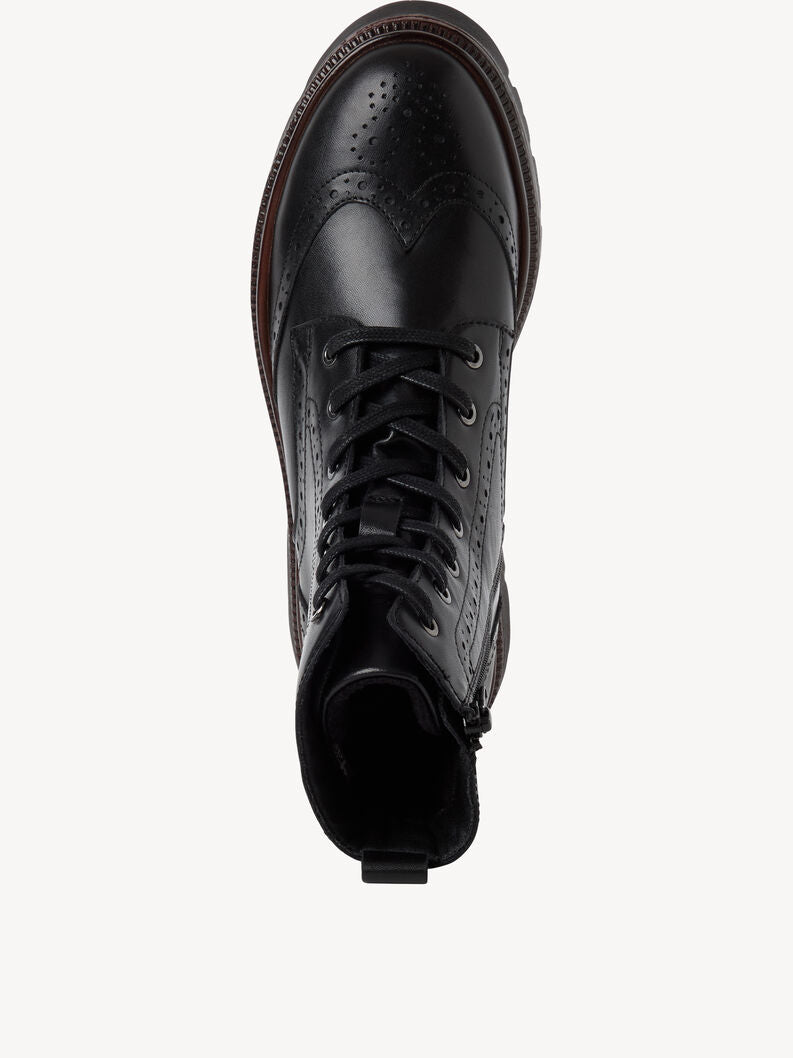Tamaris Women's 1-25229-47 Leather Lace-Up Ankle Boots Black