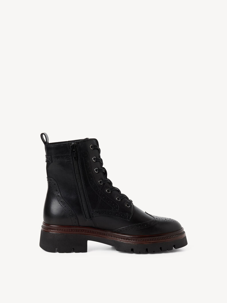 Tamaris Women's 1-25229-47 Leather Lace-Up Ankle Boots Black