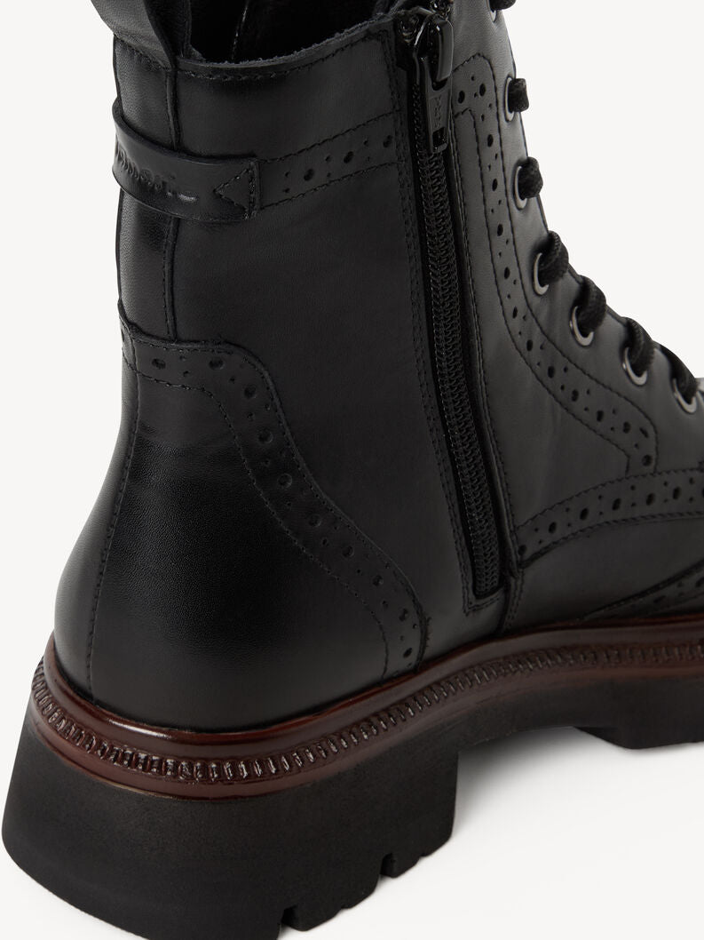 Tamaris Women's 1-25229-47 Leather Lace-Up Ankle Boots Black