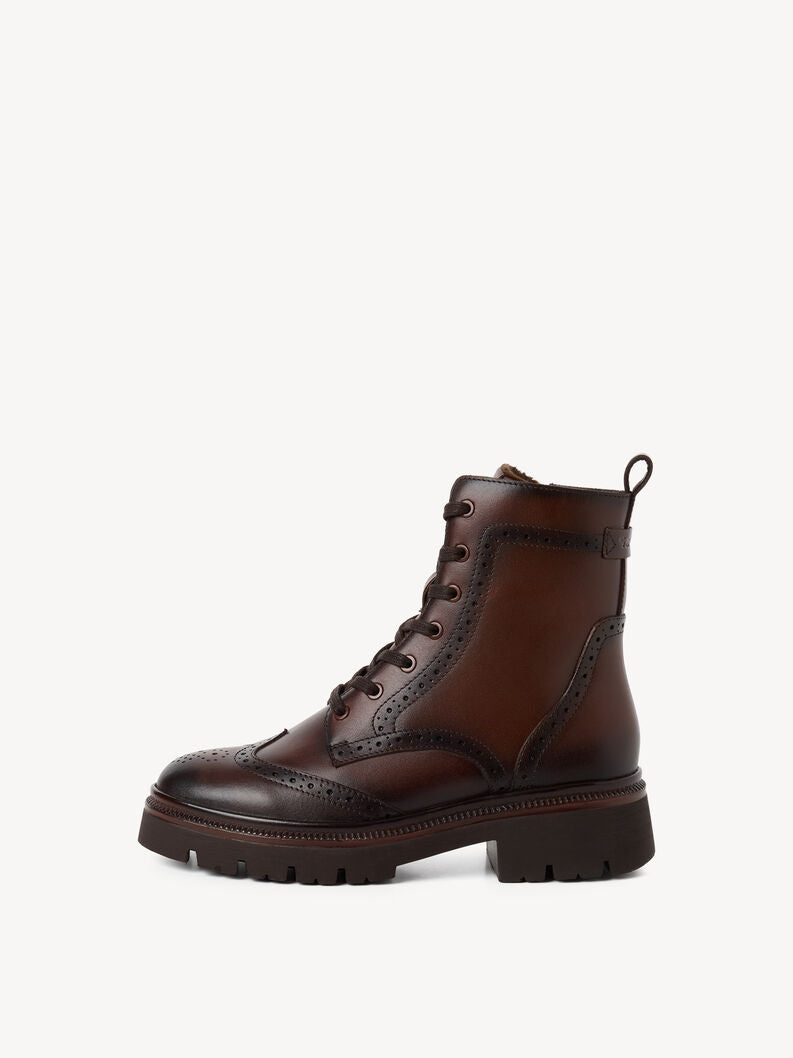Tamaris Women's 1-25229-47 Leather Lace-Up Ankle Boots Muscat Brown