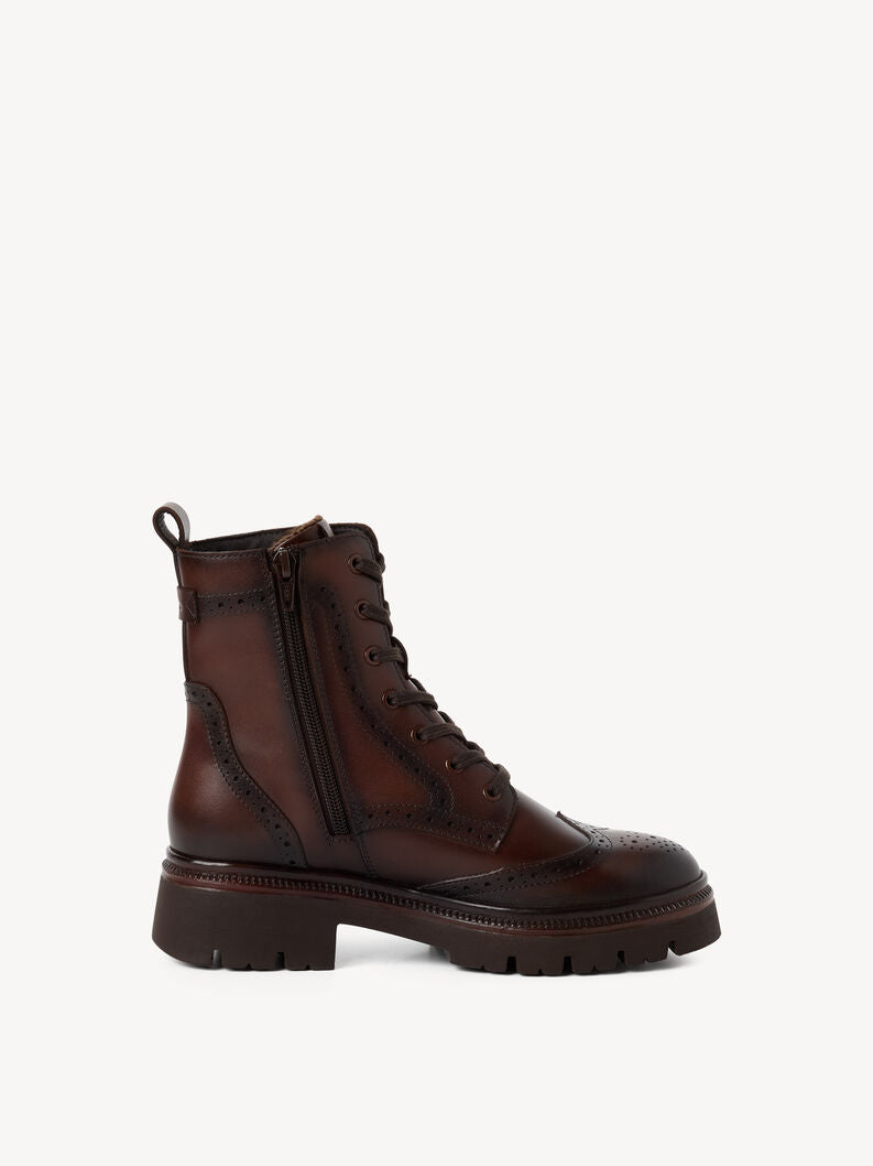 Tamaris Women's 1-25229-47 Leather Lace-Up Ankle Boots Muscat Brown