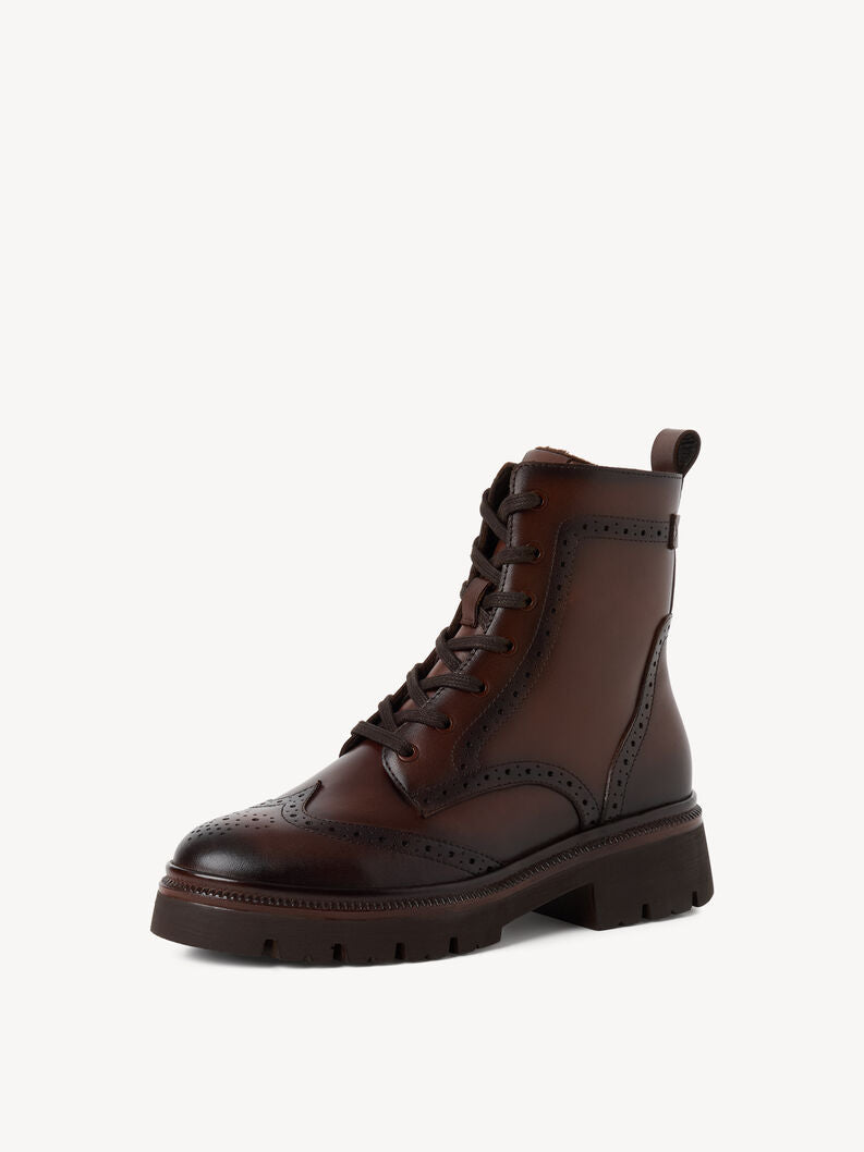Tamaris Women's 1-25229-47 Leather Lace-Up Ankle Boots Muscat Brown