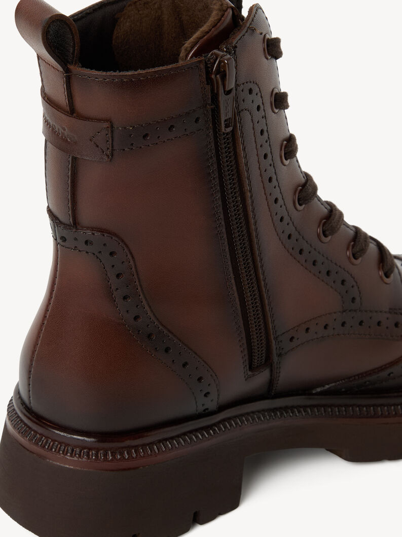 Tamaris Women's 1-25229-47 Leather Lace-Up Ankle Boots Muscat Brown