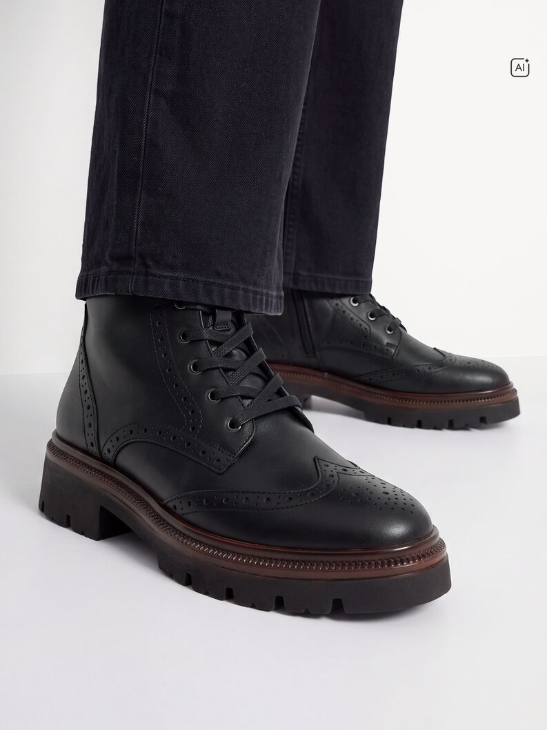 Tamaris Women's 1-25229-47 Leather Lace-Up Ankle Boots Black