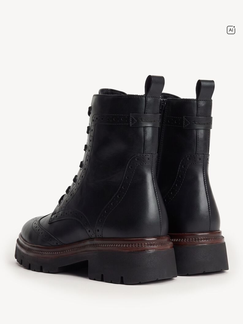 Tamaris Women's 1-25229-47 Leather Lace-Up Ankle Boots Black