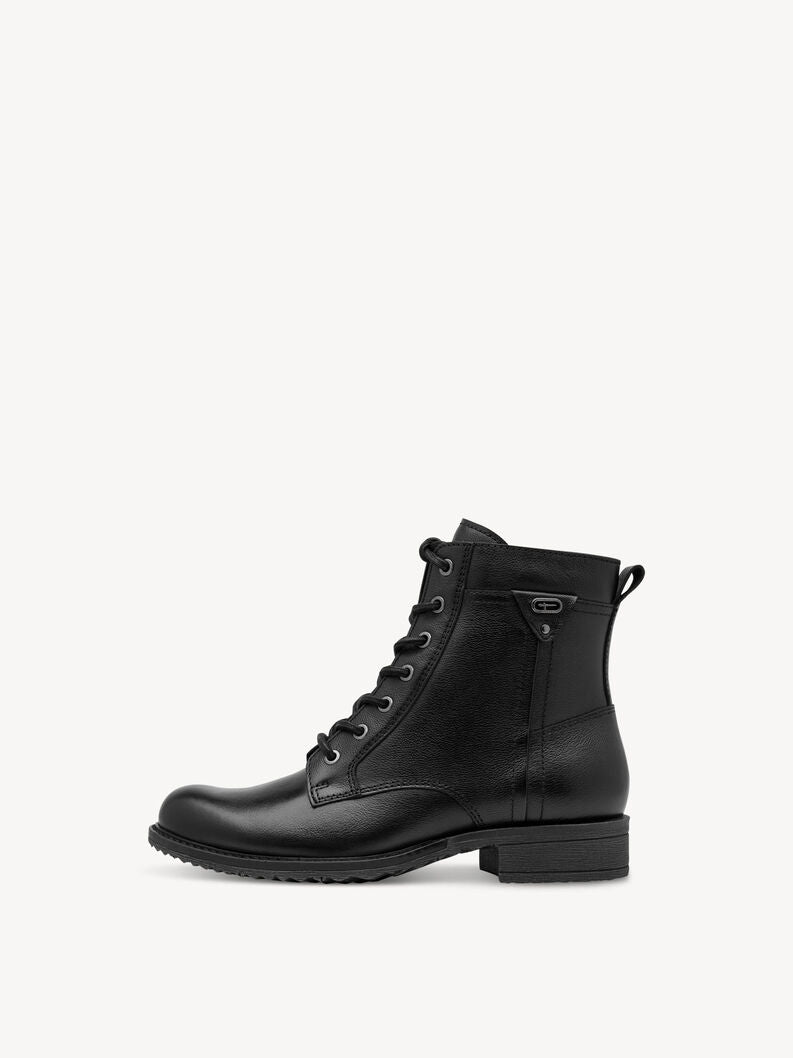 Tamaris Women's 1-25243-47 Leather Lace-Up Ankle Boots Black