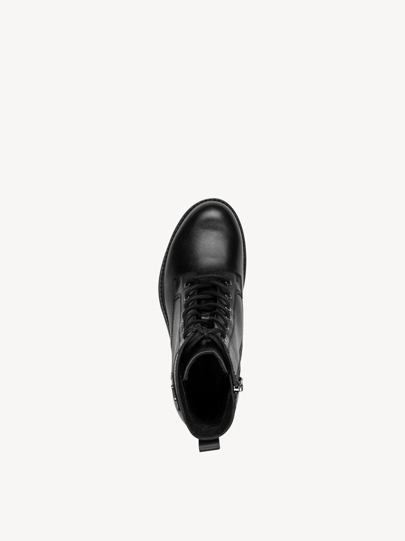 Tamaris Women's 1-25243-47 Leather Lace-Up Ankle Boots Black