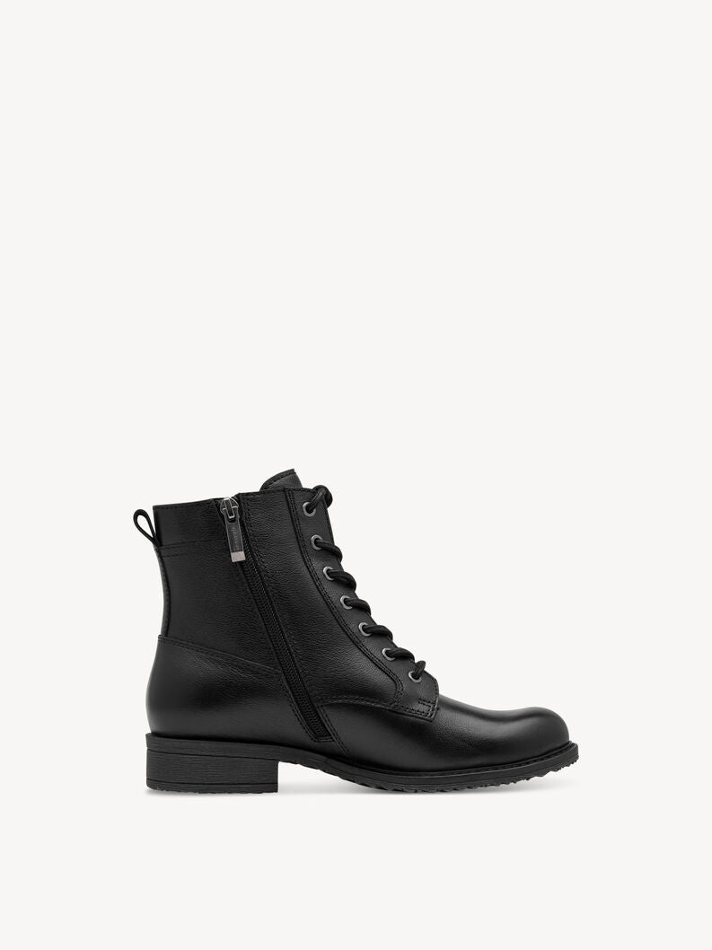 Tamaris Women's 1-25243-47 Leather Lace-Up Ankle Boots Black