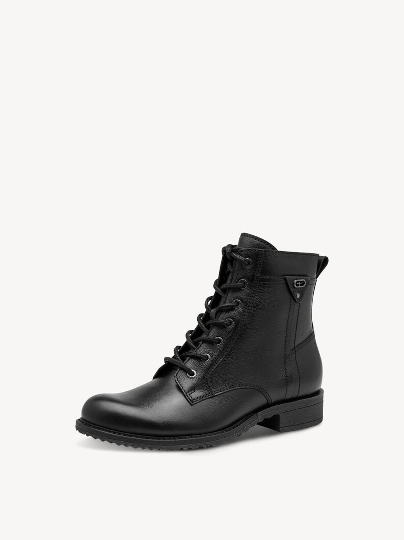 Tamaris Women's 1-25243-47 Leather Lace-Up Ankle Boots Black