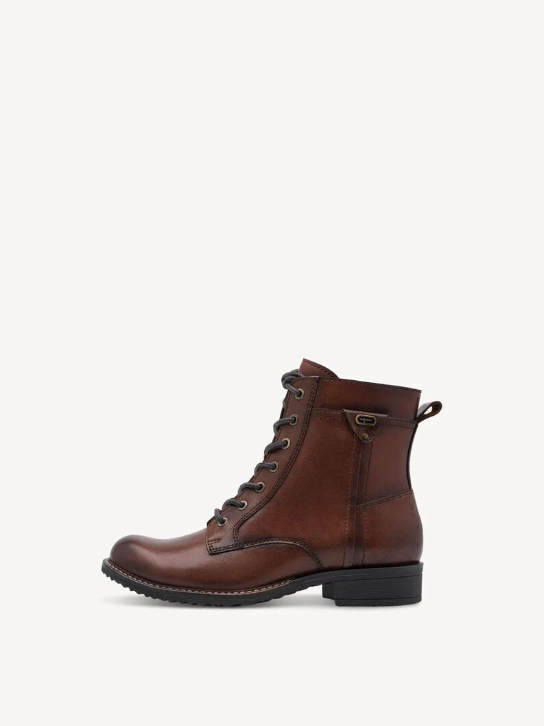 Tamaris Women's 1-25243-47 Leather Lace-Up Ankle Boots Cognac Brown