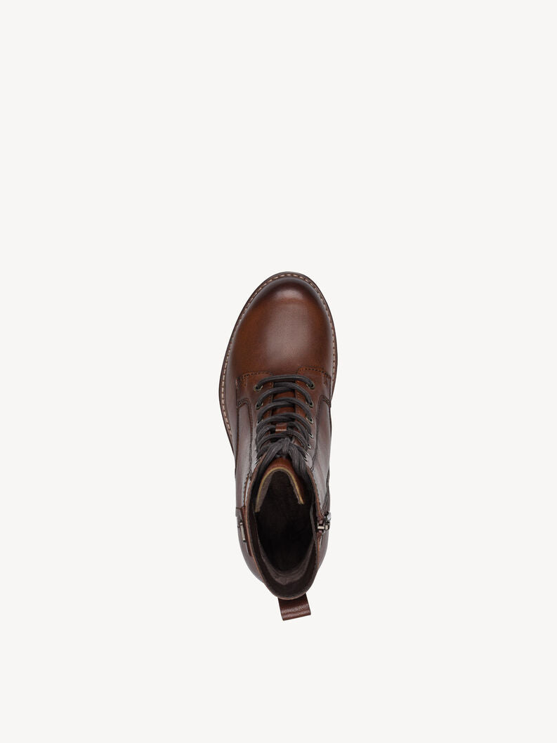 Tamaris Women's 1-25243-47 Leather Lace-Up Ankle Boots Cognac Brown