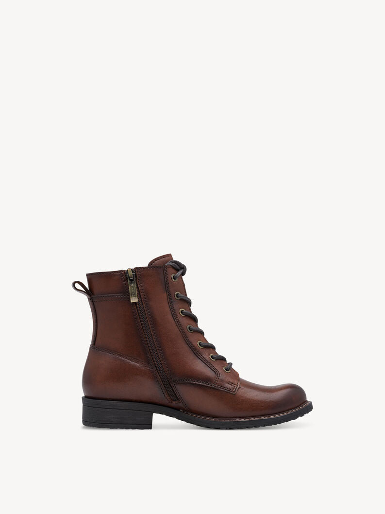 Tamaris Women's 1-25243-47 Leather Lace-Up Ankle Boots Cognac Brown