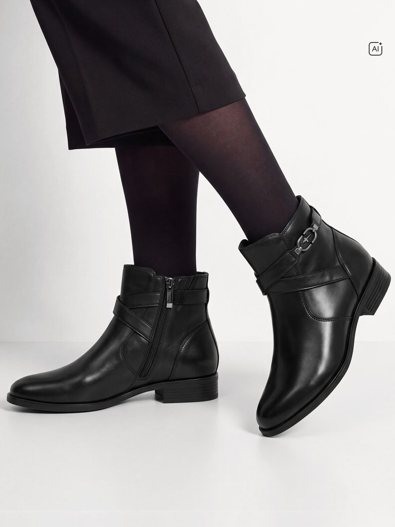 Tamaris Women's 1-25371-47 Leather Ankle Boots Black