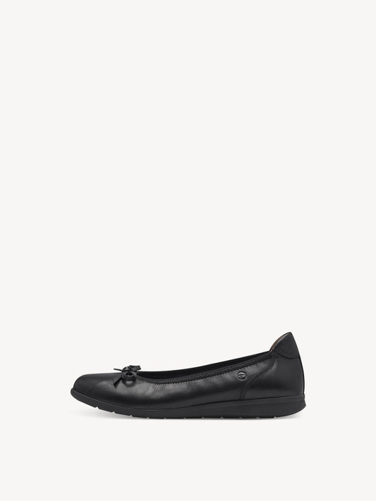 Tamaris Women's 8-82100-42  Leather Ballerina Shoes Black Nappa