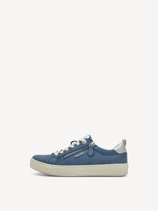 Tamaris Women's 8-83707-42 Leather Lace-Up Sneakers Denim Blue Nubuck