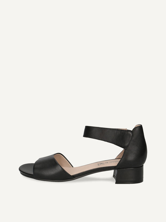 Caprice Women's 9-28212-42 022 Leather Block Heel Sandals Black Nappa
