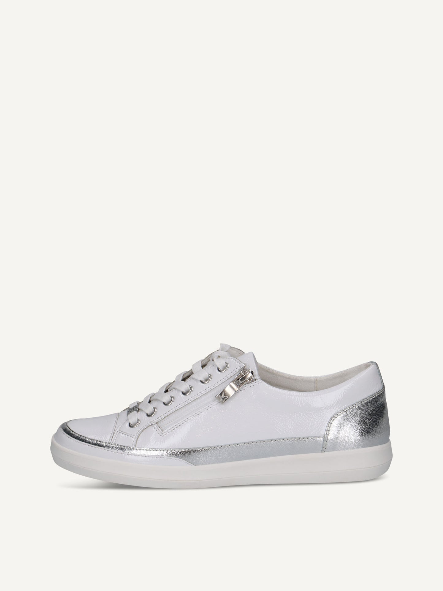 Caprice Women's 9-23706-44 183 Casual Leather Sneakers White/Silver