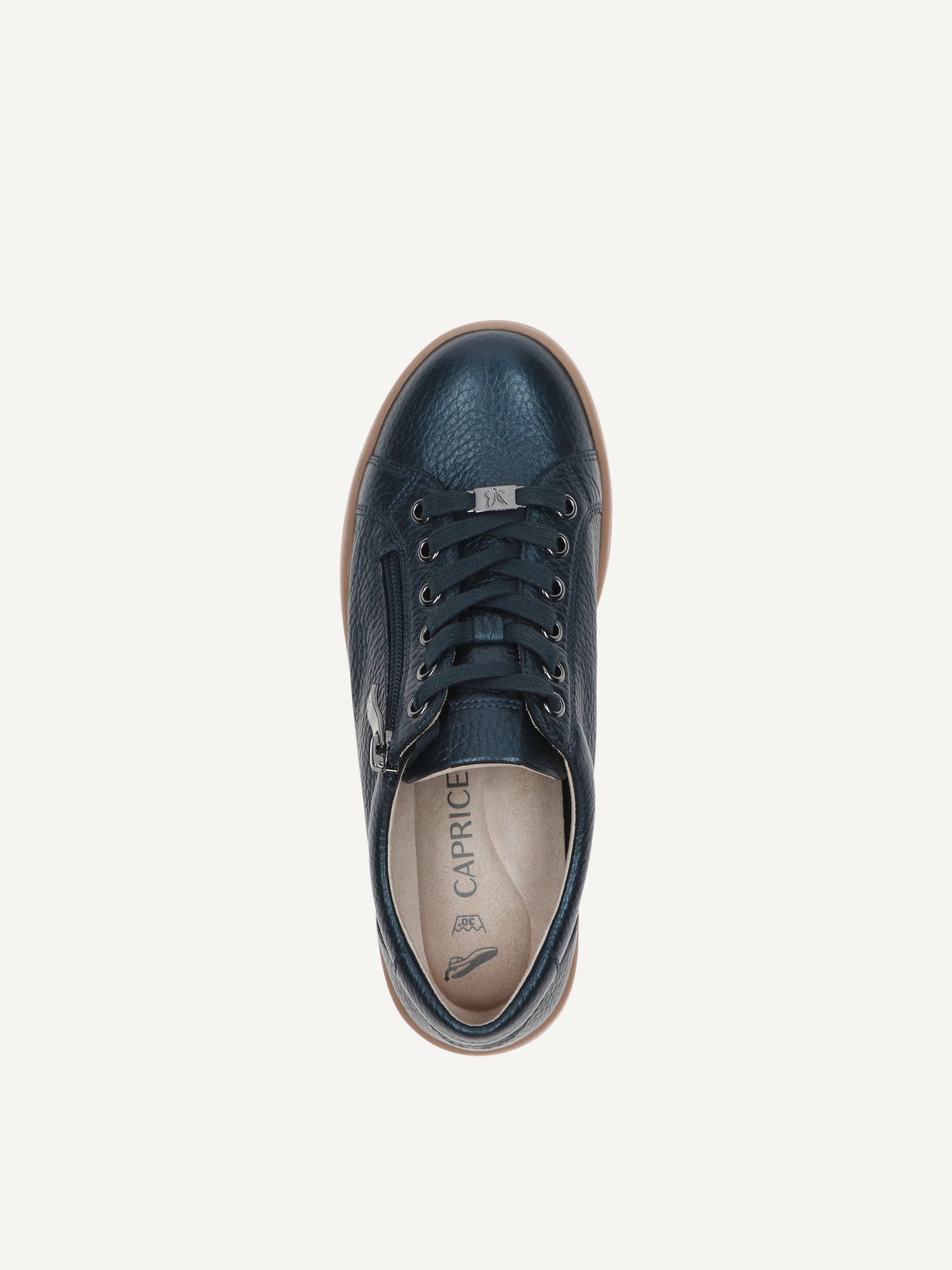 Caprice Women's 9-23757-46 Leather Lace-Up Sneaker Shoes Ocean Blue