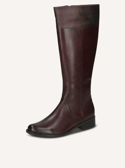 Caprice Women's 9-25511-41 Leather Knee High Boots Dark Brown Combi
