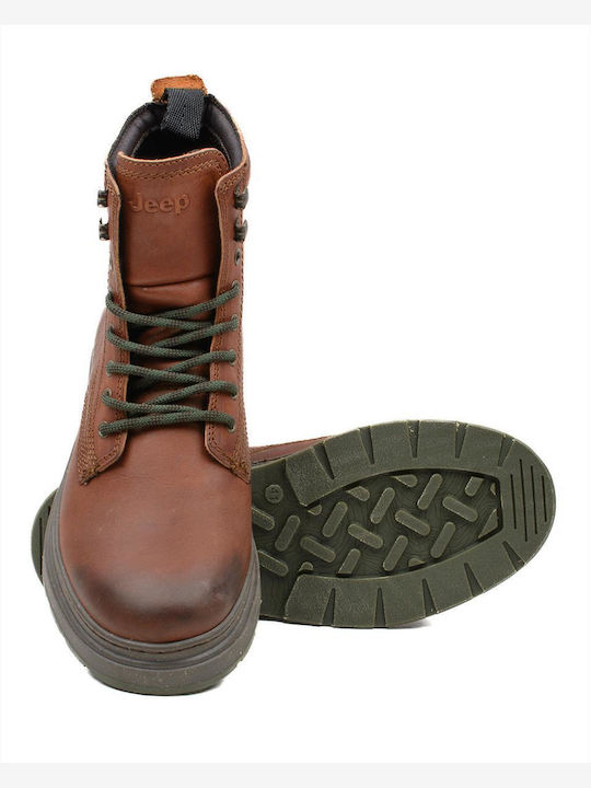 Jeep Men's JM22022A Red Rock Leather Boots 064 Cognac Brown
