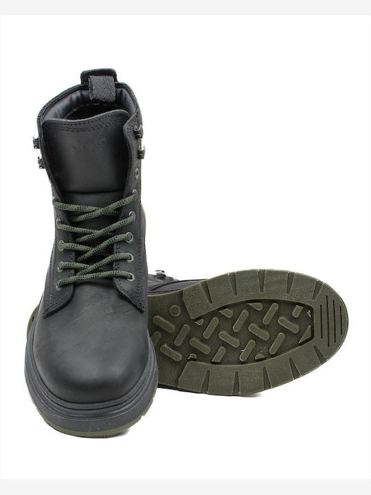 Jeep Men's JM22022A Red Rock Leather Boots 062 Black