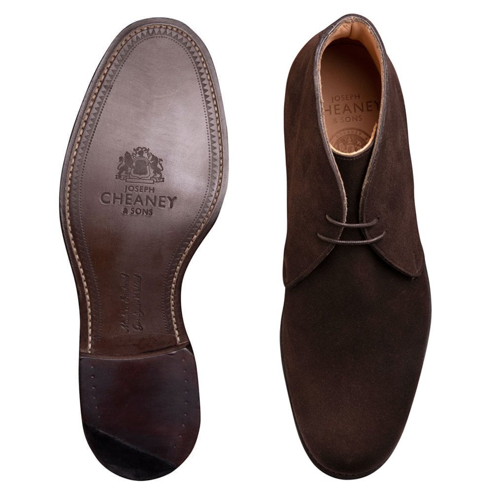 Joseph Cheaney Men's Garforth EF Suede Leather Chukka Boot Bitter Chocolate Brown