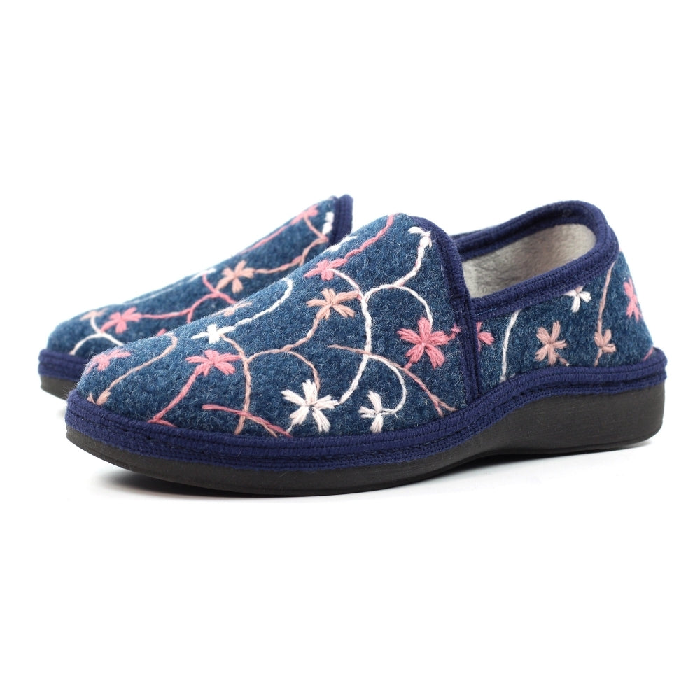Lunar Women's KLS139 Gibson Slippers Navy Blue