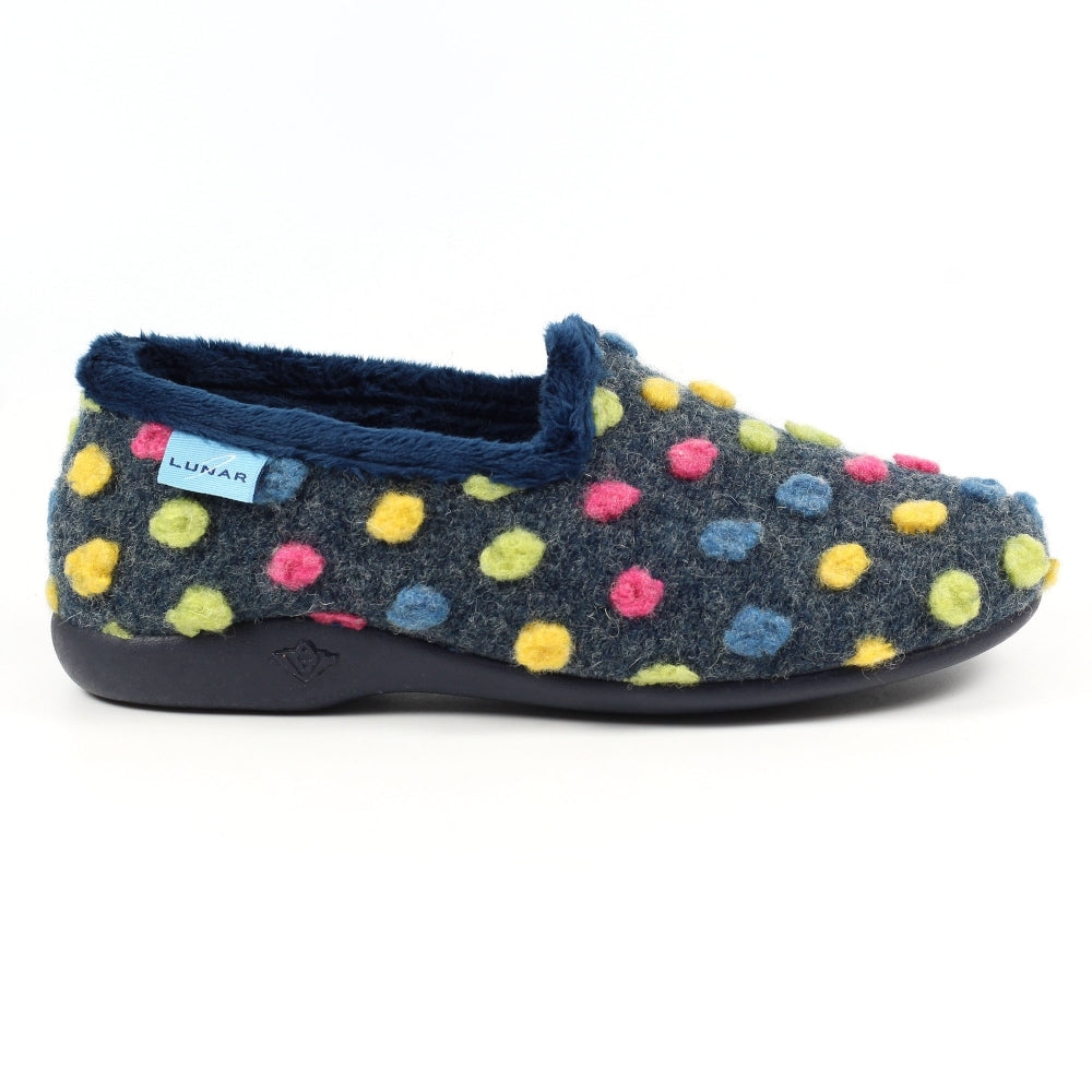 Lunar Women's KLA125 Helix Polka Dot Slippers Blue