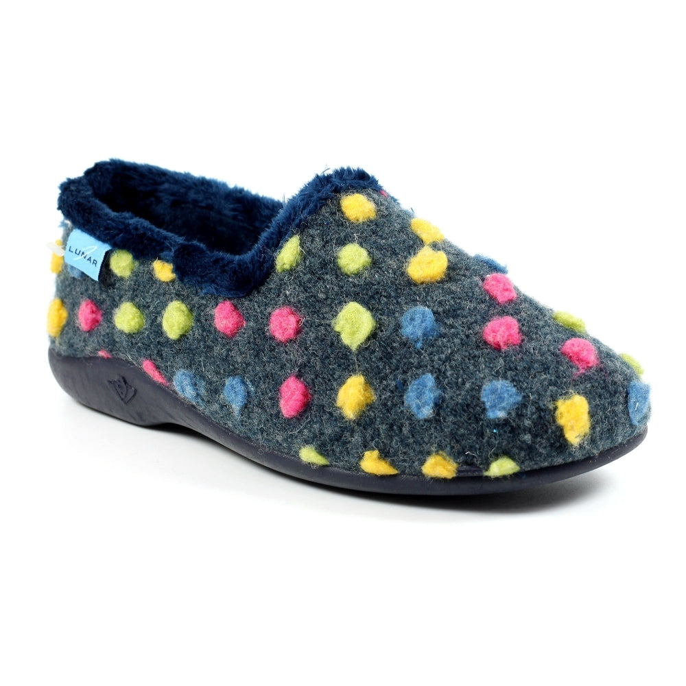 Lunar Women's KLA125 Helix Polka Dot Slippers Blue