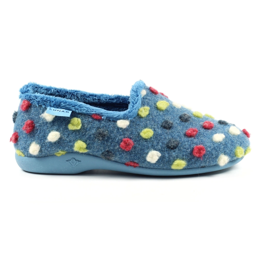 Lunar Women's KLA125 Helix Polka Dot Slippers Mid Blue
