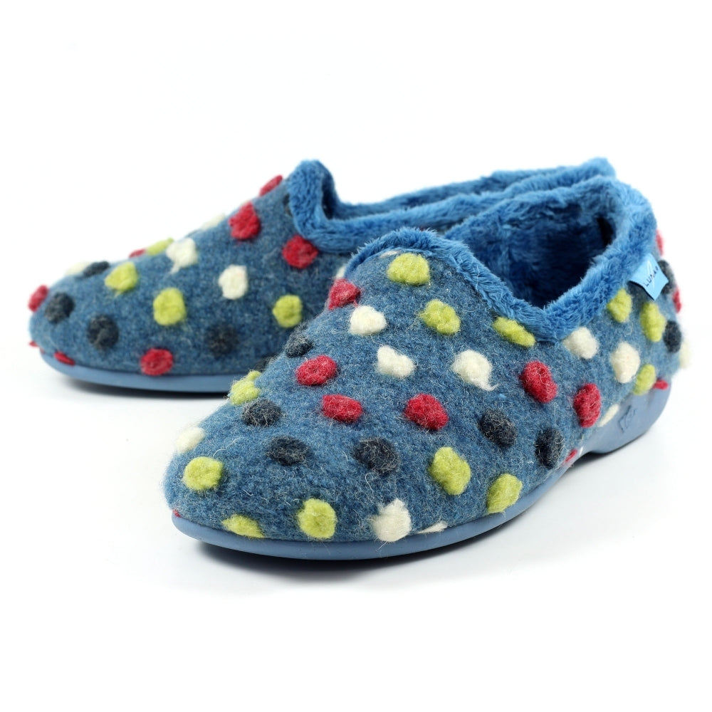 Lunar Women's KLA125 Helix Polka Dot Slippers Mid Blue