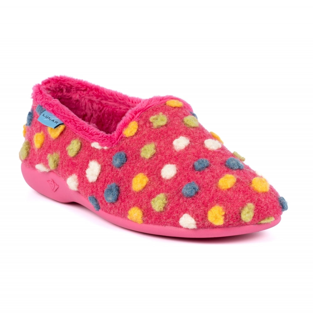 Lunar Women's KLA125 Helix Polka Dot Slippers Pink