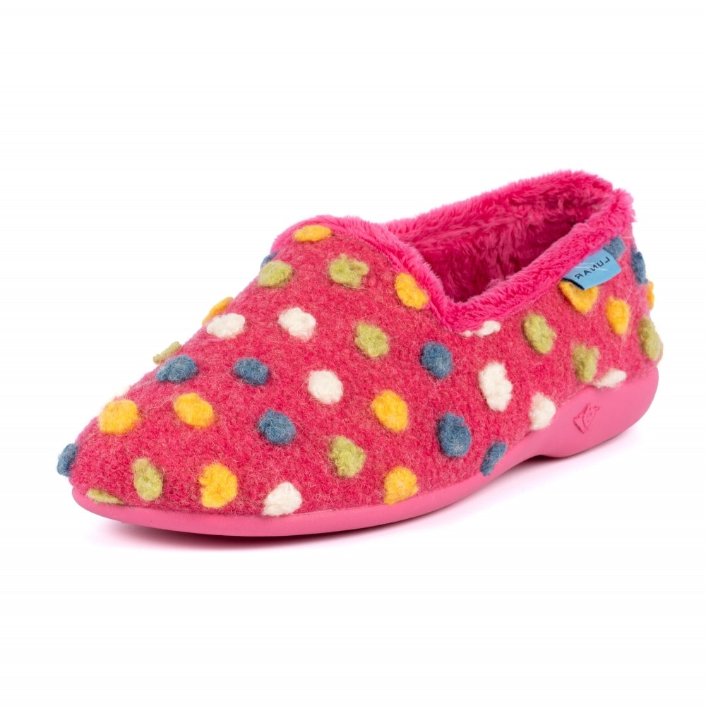 Lunar Women's KLA125 Helix Polka Dot Slippers Pink