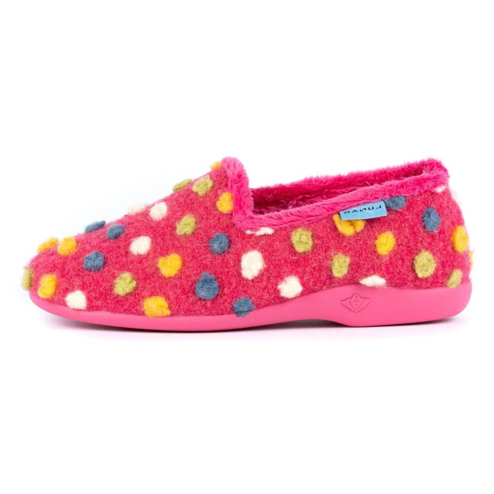 Lunar Women's KLA125 Helix Polka Dot Slippers Pink