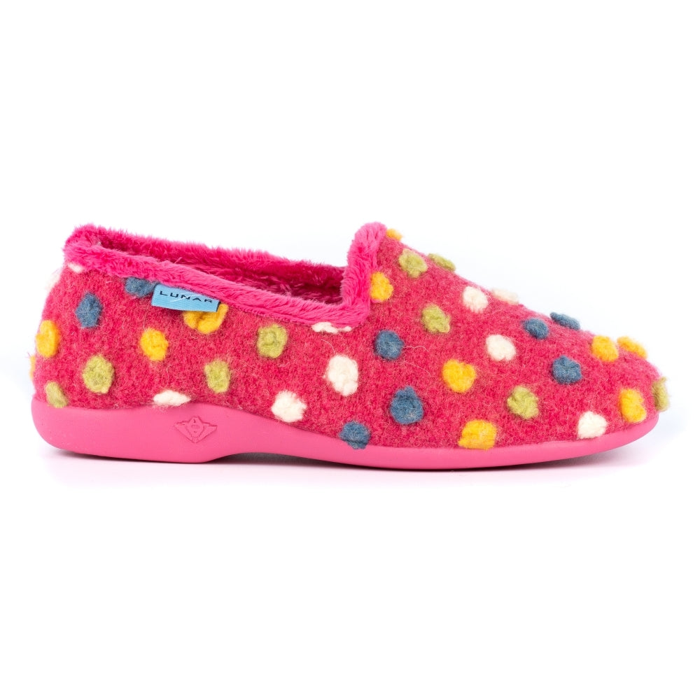 Lunar Women's KLA125 Helix Polka Dot Slippers Pink