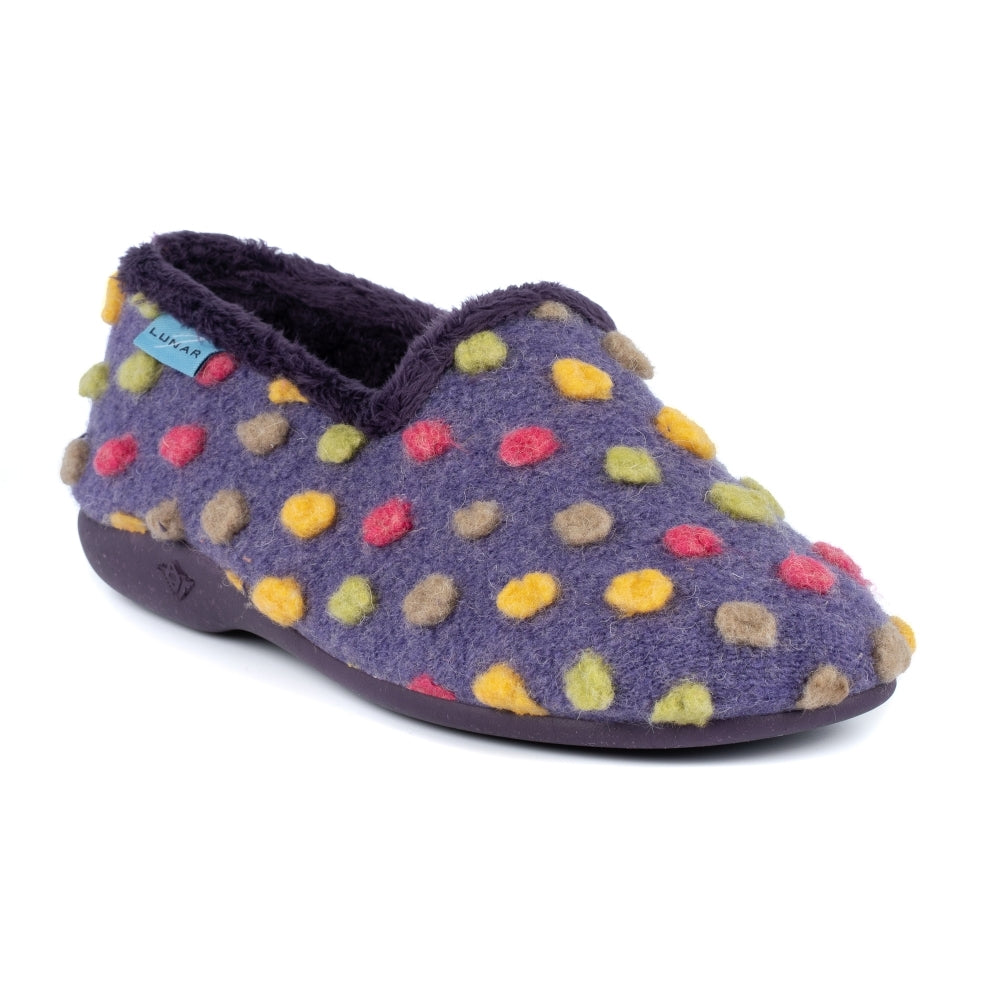 Lunar Women's KLA125 Helix Polka Dot Slippers Purple