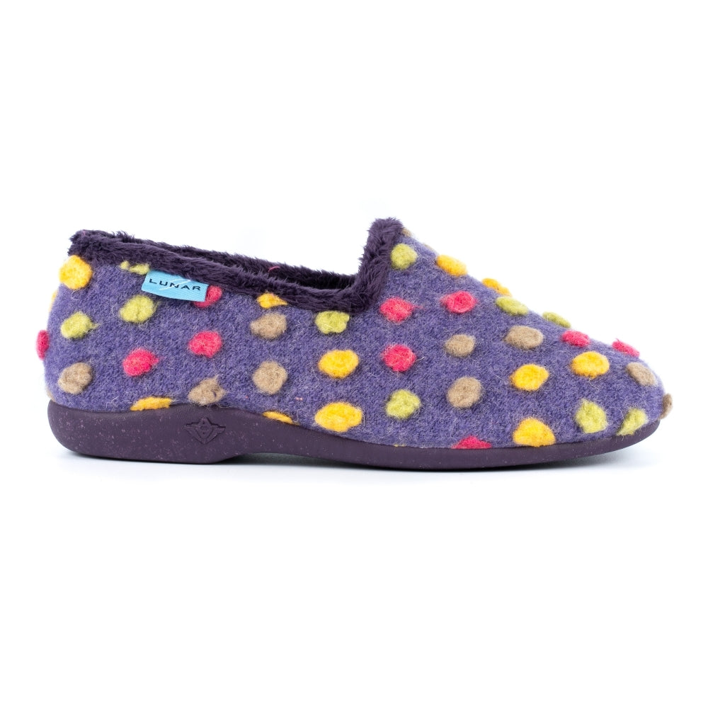 Lunar Women's KLA125 Helix Polka Dot Slippers Purple