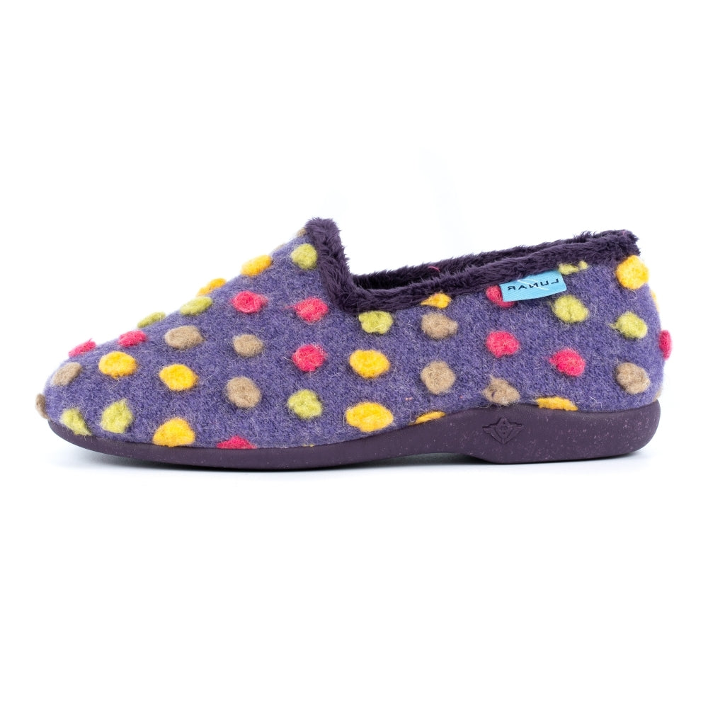 Lunar Women's KLA125 Helix Polka Dot Slippers Purple