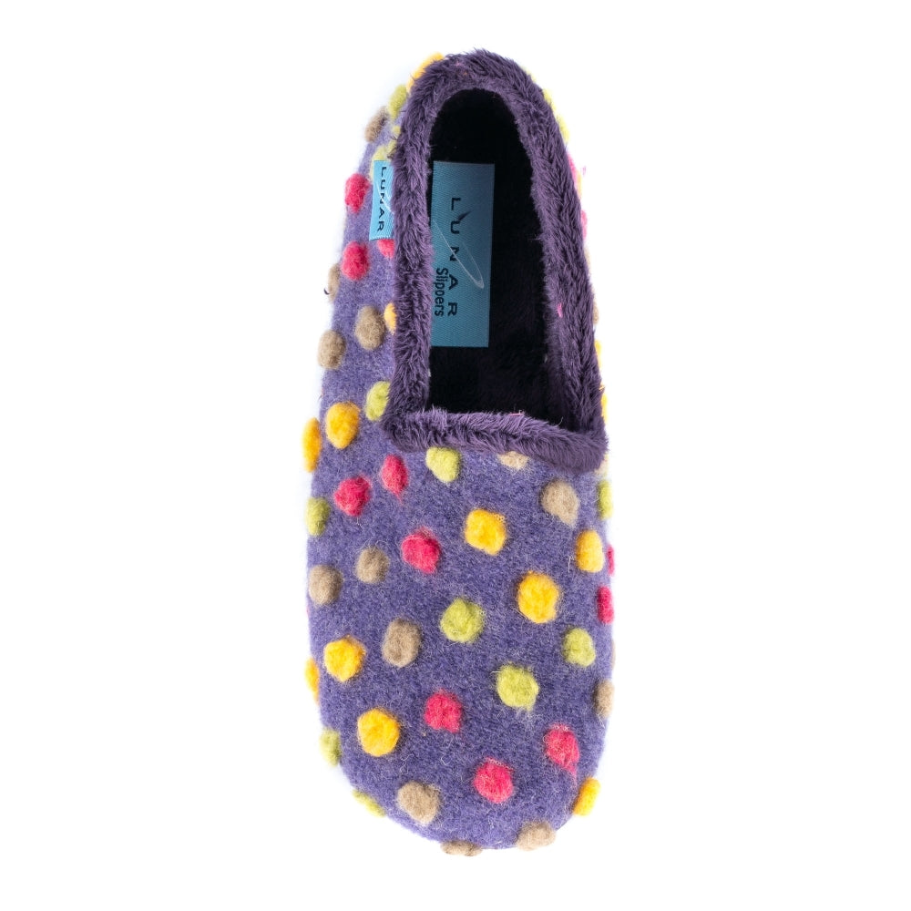 Lunar Women's KLA125 Helix Polka Dot Slippers Purple