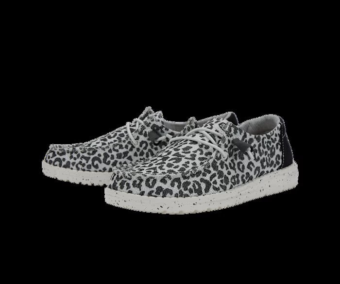 Hey Dude Women's Wendy Leopard Print Trainers Black/Grey