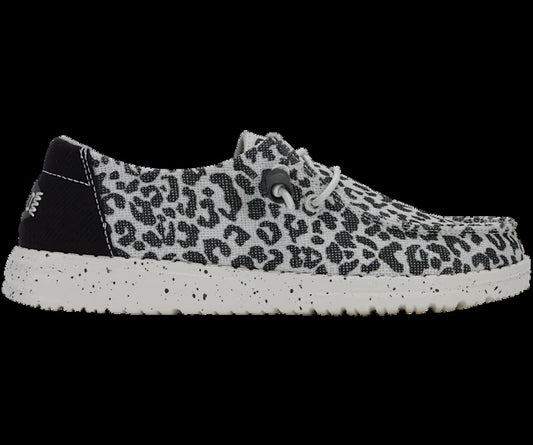 Hey Dude Women's Wendy Leopard Print Trainers Black/Grey