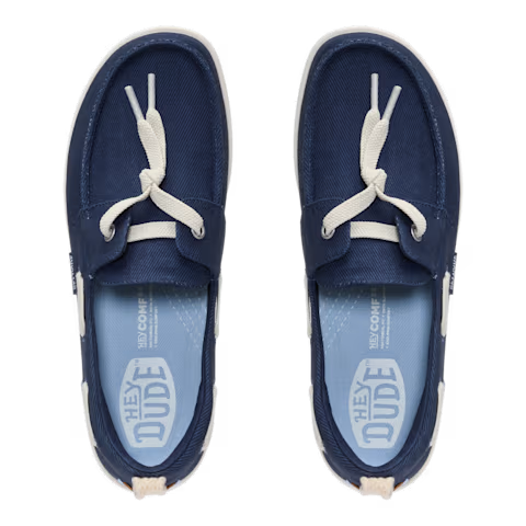 Hey Dude Women's Harbor Breeze Low Twill Boat Shoes Navy Blue