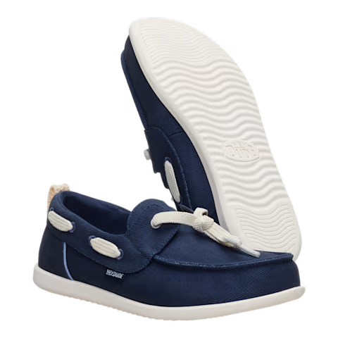 Hey Dude Women's Harbor Breeze Low Twill Boat Shoes Navy Blue