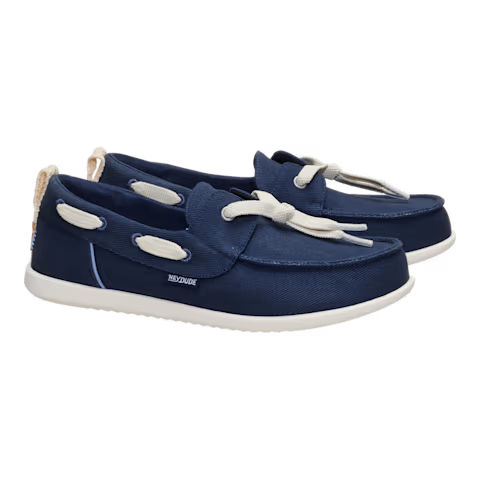 Hey Dude Women's Harbor Breeze Low Twill Boat Shoes Navy Blue