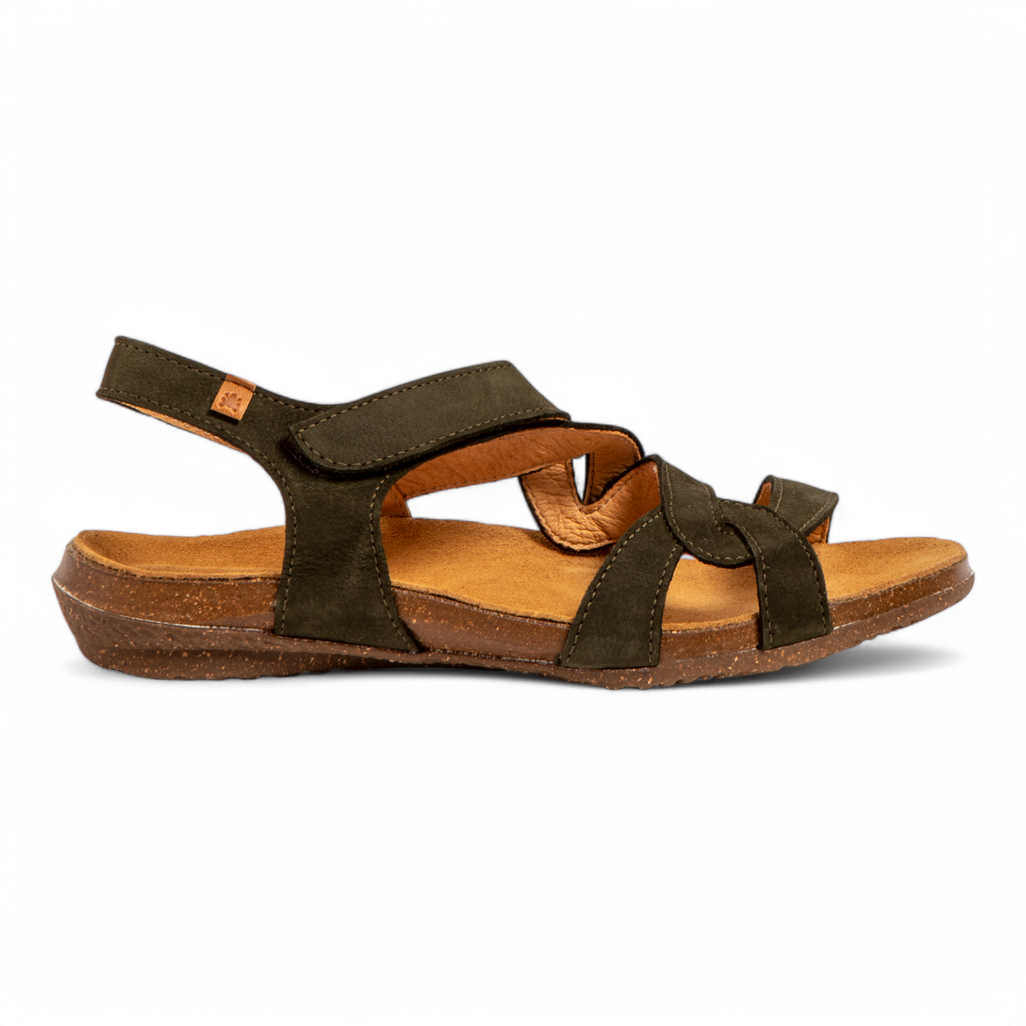 El Naturalista Women's N5079 Nubuck Leather Comfort Sandals Lavado Kaki Green