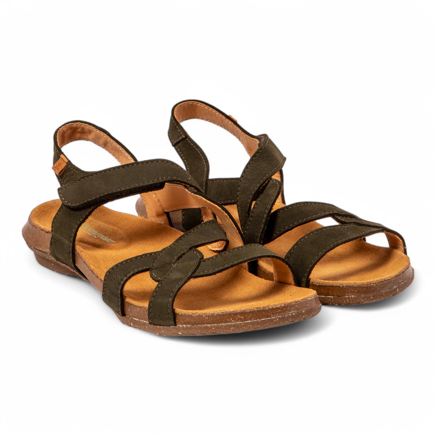 El Naturalista Women's N5079 Nubuck Leather Comfort Sandals Lavado Kaki Green